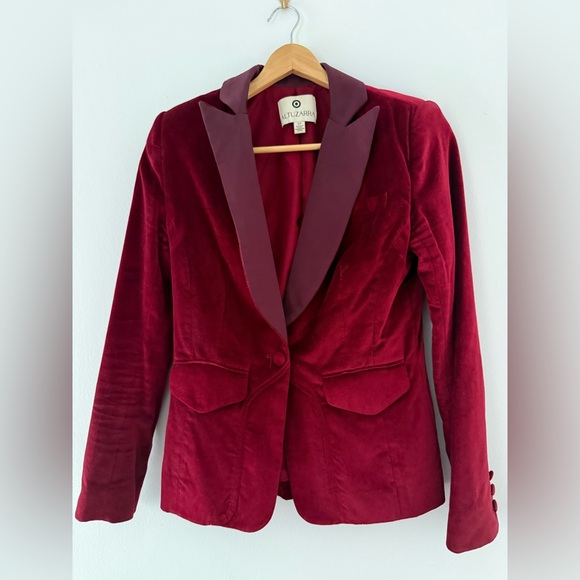 Altuzarra for Target Long Sleeve Red Velvet Blazer Jacket S/P - Picture 2 of 6